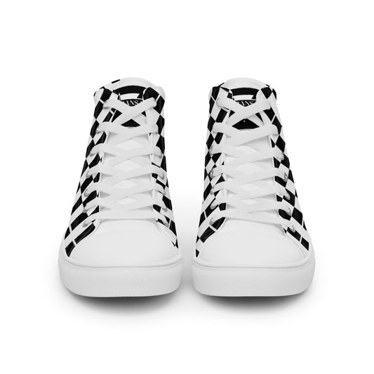 BLACK CHECKER - Men’s high top canvas shoes