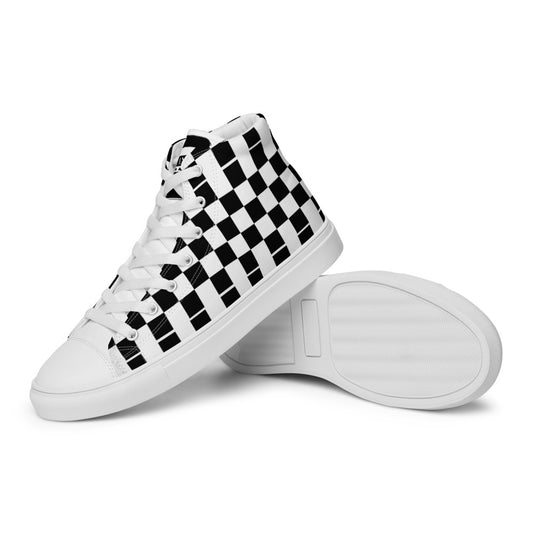 BLACK CHECKER - Men’s high top canvas shoes