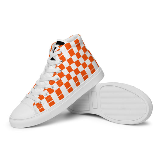 ORANGE CHECKER - Men’s high top canvas shoes