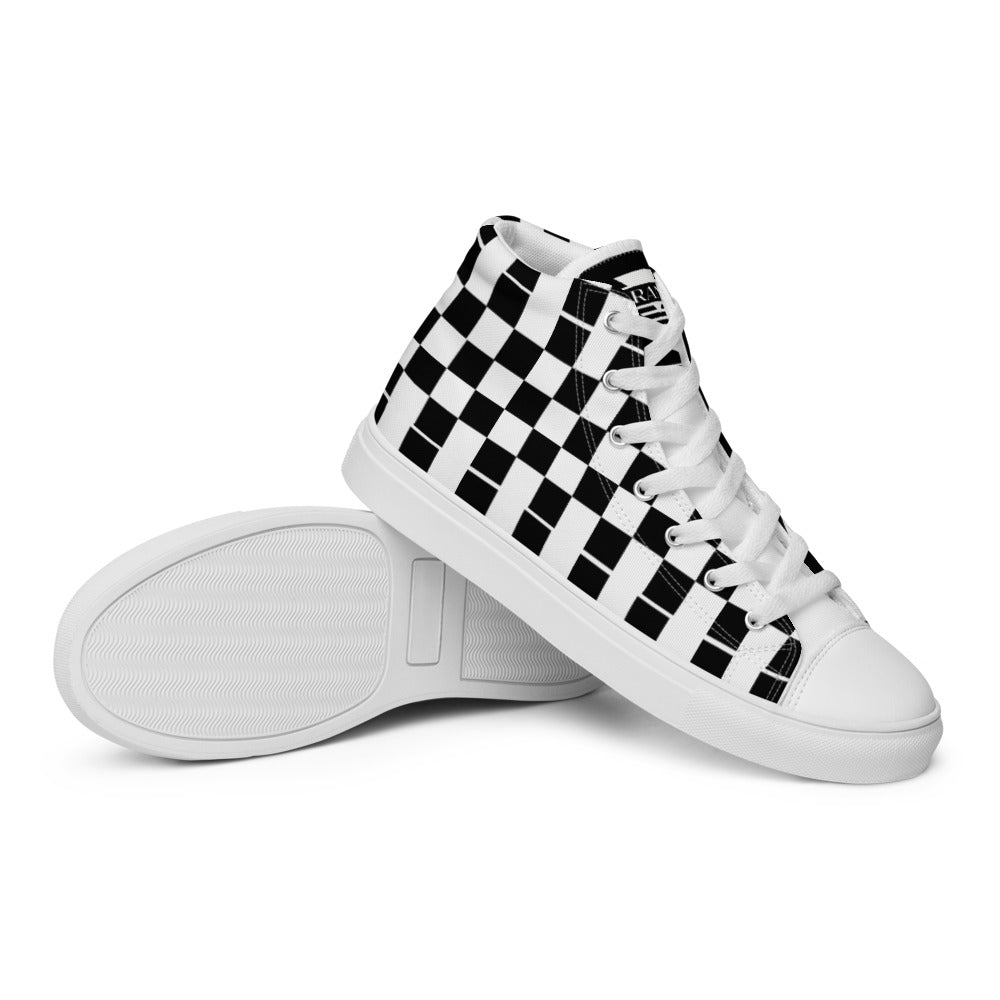 BLACK CHECKER - Men’s high top canvas shoes