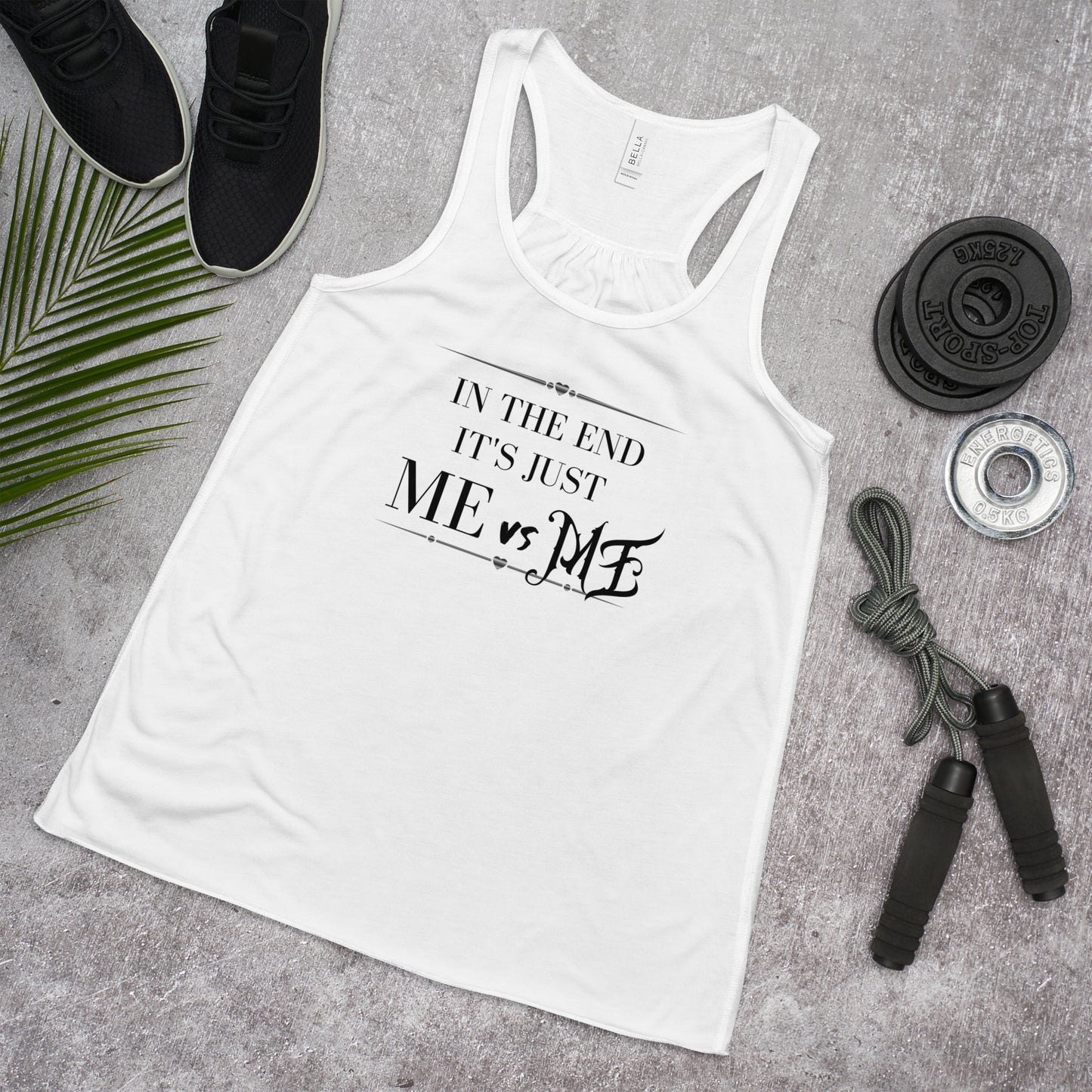 ME vs ME (BLK LETTERS) - Women's Flowy Racerback Tank