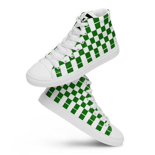 GREEN CHECKER - Women’s high top canvas shoes