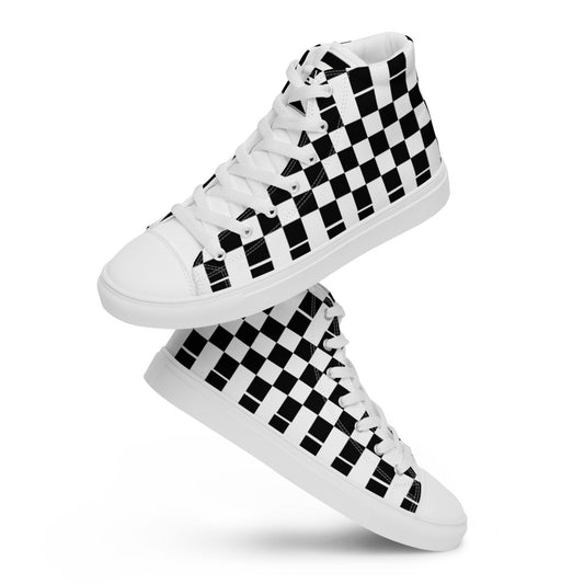 BLACK CHECKER - Women’s high top canvas shoes