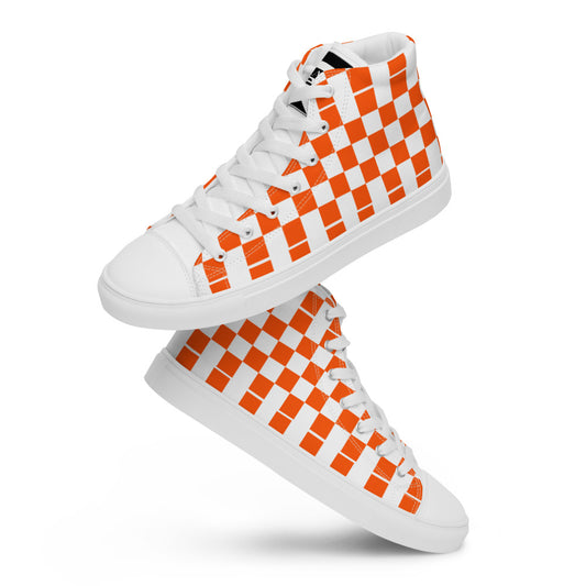 ORANGE CHECKER - Women’s high top canvas shoes