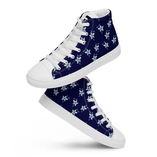 BLUE FLOWER - Women’s high top canvas shoes