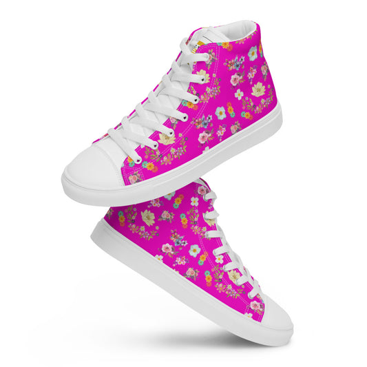 PINK BOUQUET - Women’s high top canvas shoes