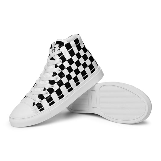 BLACK CHECKER - Women’s high top canvas shoes