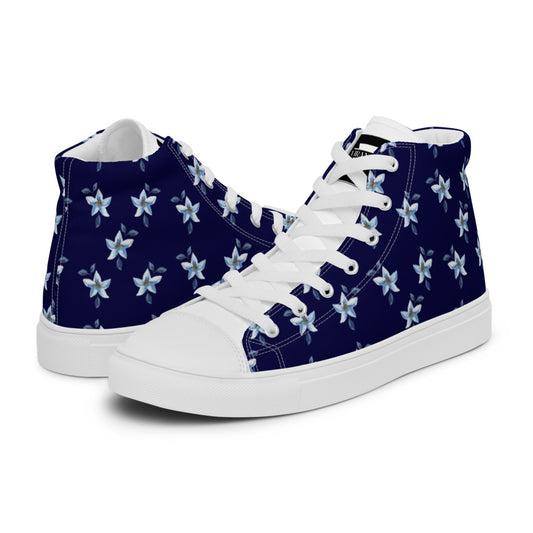 BLUE FLOWER - Women’s high top canvas shoes