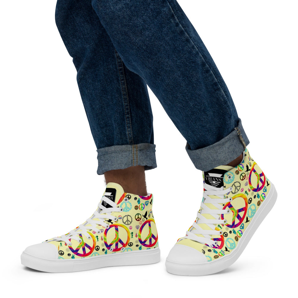 Peace On Earth - Men’s high top canvas shoes