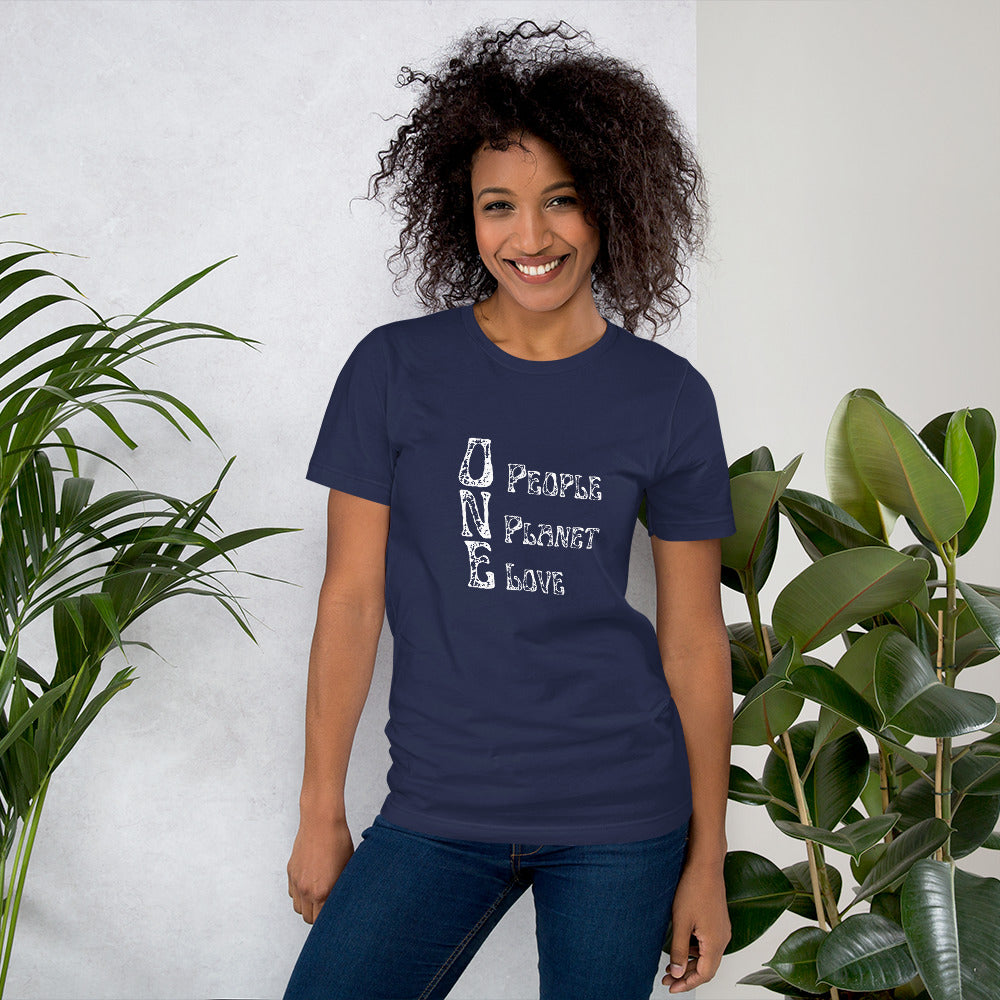 ONE PEOPLE, ONE PLANET, ONE LOVE - Short-Sleeve Unisex T-Shirt