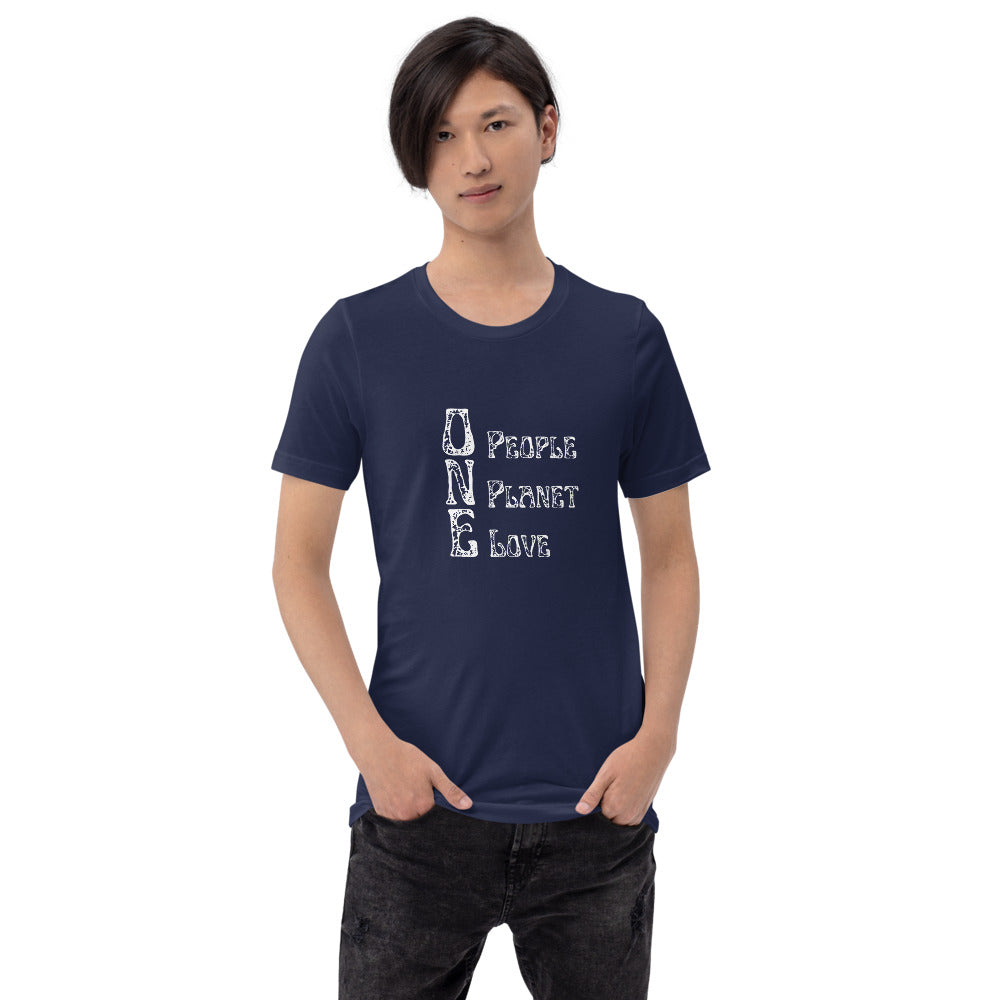 ONE PEOPLE, ONE PLANET, ONE LOVE - Short-Sleeve Unisex T-Shirt