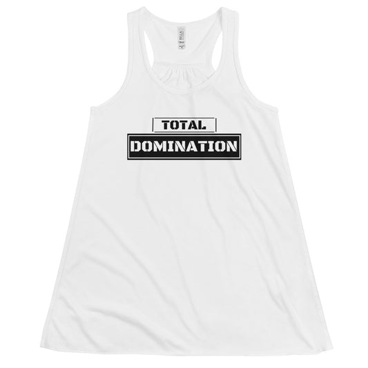 TOTAL DOMINATION (WHITE) - Women's Flowy Racerback Tank