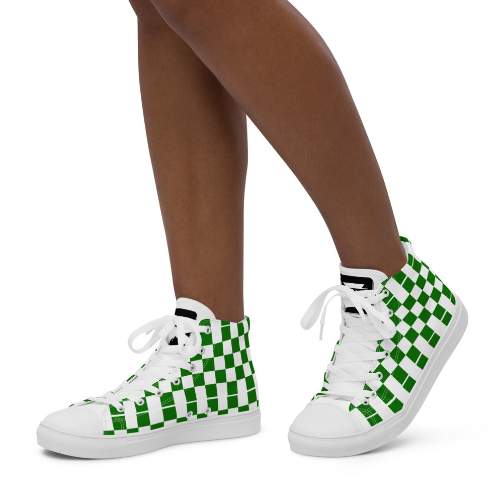 GREEN CHECKER - Women’s high top canvas shoes